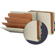 Smead Pressboard End Tab Classification Folders, Legal, 3 Partitions, Gray/Green, 10/Box