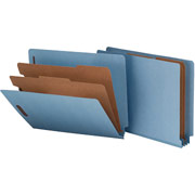 Smead Pressboard End Tab Classification Folders, Letter, 2 Partitions, Blue, 10/Box