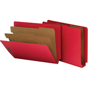 Smead Pressboard End Tab Classification Folders, Letter, 2 Partitions, Bright Red, 10/Box
