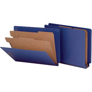 Smead Pressboard End Tab Classification Folders, Letter, 2 Partitions, Dark Blue, 10/Box