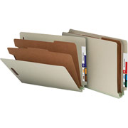 Smead Pressboard End Tab Classification Folders, Letter, 2 Partitions, Gray/Green, 10/Box