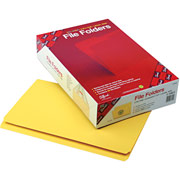 Smead Reinforced Colored File Folders, Legal, Single Tab, Yellow, 100/Box