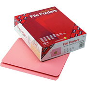 Smead Reinforced Colored File Folders, Letter, Single Tab, Pink, 100/Box