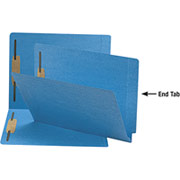 Smead Reinforced End-Tab Fastener Folders, Letter, Blue, 50/Box
