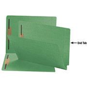 Smead Reinforced End-Tab Fastener Folders, Letter, Green, 50/Box