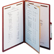 Smead Top Tab Pressboard Classification Folders, Legal, 1 Partition, Red, 10/Box