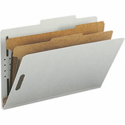 Smead Top Tab Pressboard Classification Folders, Legal, 2 Partitions, Gray/Green, 10/Box