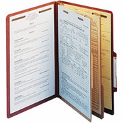 Smead Top Tab Pressboard Classification Folders, Legal, 2 Partitions, Red, 10/Box