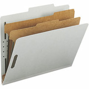 Smead Top Tab Pressboard Classification Folders, Letter, 2 Partitions, Gray/Green, 10/Box