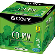 Sony 10/Pack 700MB CD-RW, Jewel Cases