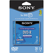 Sony 3/Pack 1.4GB DVD-R, Mini Jewel Case for Camcorders