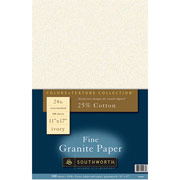 Southworth Fine Granite Paper, 24 lb., 11" x 17", Ivory
