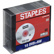 Staples 10/Pack 4.7GB DVD+RW, Slim Jewel Cases