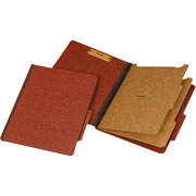 Staples 100% Recycled Classification Folders, Letter, 2 Partitions, Red, Each