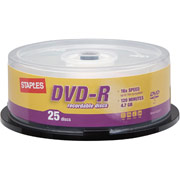 Staples 25/Pack 4.7GB DVD-R, Spindle