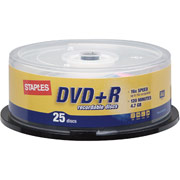 Staples 25/Pack 4.7GB  DVD+R, Spindle