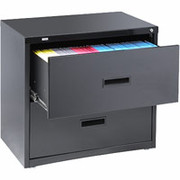 Staples 30" Wide Lateral File/Storage Cabinet, 2-Drawer, Black