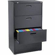 Staples 30" Wide Lateral File/Storage Cabinet, 4-Drawer, Black