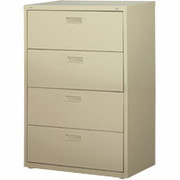 Staples 36" Wide Lateral File/Storage Cabinet, 4-Drawer, Putty