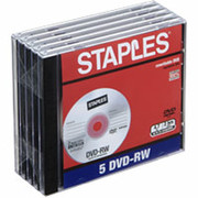 Staples 5/Pack 4.7GB DVD-RW, Jewel Cases