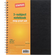 Staples 9" x 11", 3 Subject Notebook, Each