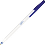 Staples Ballpoint Stick Pens, Fine Point, Blue, Dozen