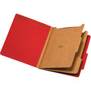 Staples Brightly Colored Classification Folders, Letter, 2 Partitions, Red, 5/Pack