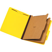 Staples Brightly Colored Classification Folders, Letter, 2 Partitions, Yellow, 5/Pack