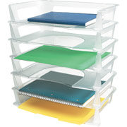 Staples Clear Plastic Side Loading Letter-Size Trays, 6 Pack