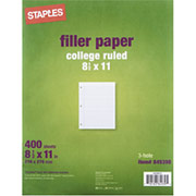 Staples College Ruled Filler Paper, 8.5"x11"