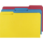 Staples Colored File Folders w/ Reinforced Tabs, Legal, 3-Tab, Assortment B, 100/Box