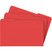 Staples Colored File Folders w/ Reinforced Tabs, Legal, 3-Tab, Red, 100/Box