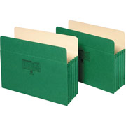 Staples Colored File Pockets, 5 1/4" Expansion, Letter, Green, Each