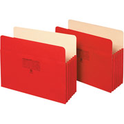 Staples Colored File Pockets, 5 1/4" Expansion, Letter, Red, Each