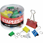 Staples Colored Metal Binder Clips, Assorted Sizes