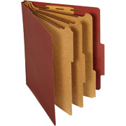 Staples Colored Pressboard Classification Folders, Legal, 3 Partitions, Red, 20/Pack