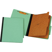 Staples Colored Pressboard Classification Folders, Letter, 2 Partitions, Green, 20/Pack