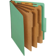 Staples Colored Pressboard Classification Folders, Letter, 3 Partitions, Green, 20/Pack