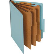 Staples Colored Pressboard Classification Folders, Letter, 3 Partitions, Light Blue, 20/Pack