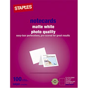 Staples Inkjet Notecards, 5 1/2" x 4 1/4", Matte, 100/Pack