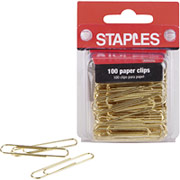 Staples Jumbo Gold Paper Clips, 100/Pack