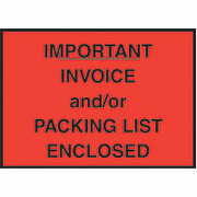 Staples Packing List Envelope, 4-1/2" x 6", Red Full Face "Important Invoice/Packing List Enclosed"