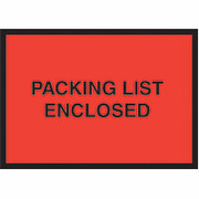 Staples Packing List Envelopes, 4-1/2" x 6", Red Full Face/Open End "Packing List Enclosed"