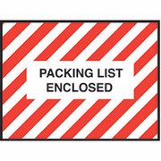 Staples Packing List Envelopes, 4-1/2" x 6", Red Striped Full Face "Packing List Enclosed"