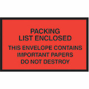 Staples Packing List Envelopes, 7" x 6", Red Full Face "Packing List Enclosed"