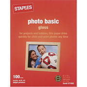 Staples Photo Basic Paper, 8 1/2" x 11", Gloss, 100/Pack