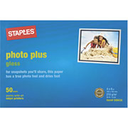 Staples Photo Plus Paper, 4" x 6", Gloss,  50/Pack