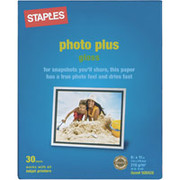 Staples Photo Plus Paper, 8 1/2" x 11", Gloss, 50/Pack