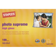 Staples Photo Supreme Paper, 4" x 6", High Gloss, 100/Pack