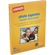 Staples Photo Supreme Paper, 8 1/2" x 11", Double Sided Matte, 50/Pack